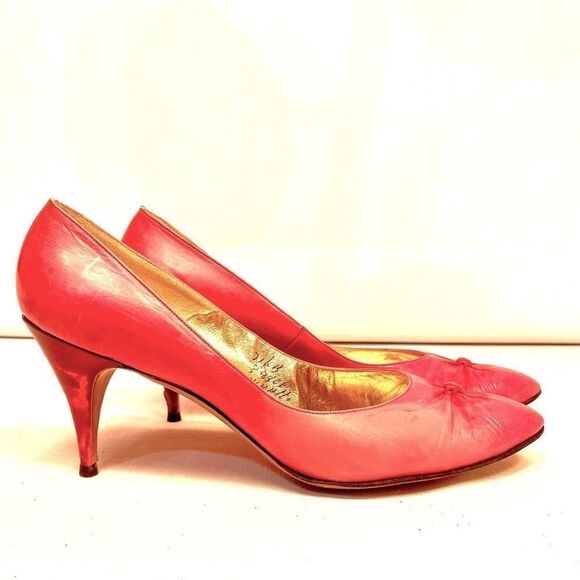 PINK LEATHER SHOES VINTAGE - Picture 1 of 8